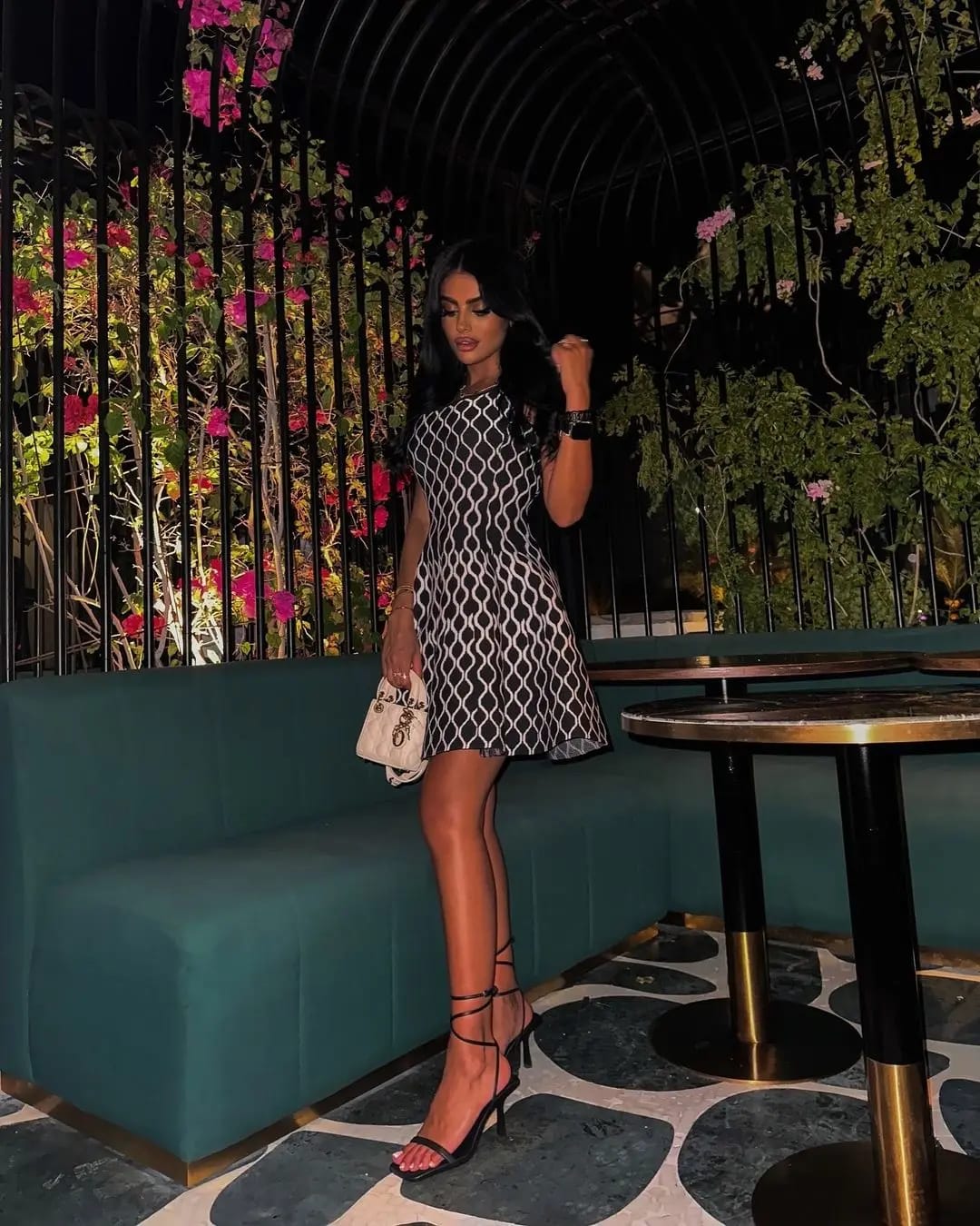 Customer photo review of Black & White Geometric Skater Dress - Urban Chic