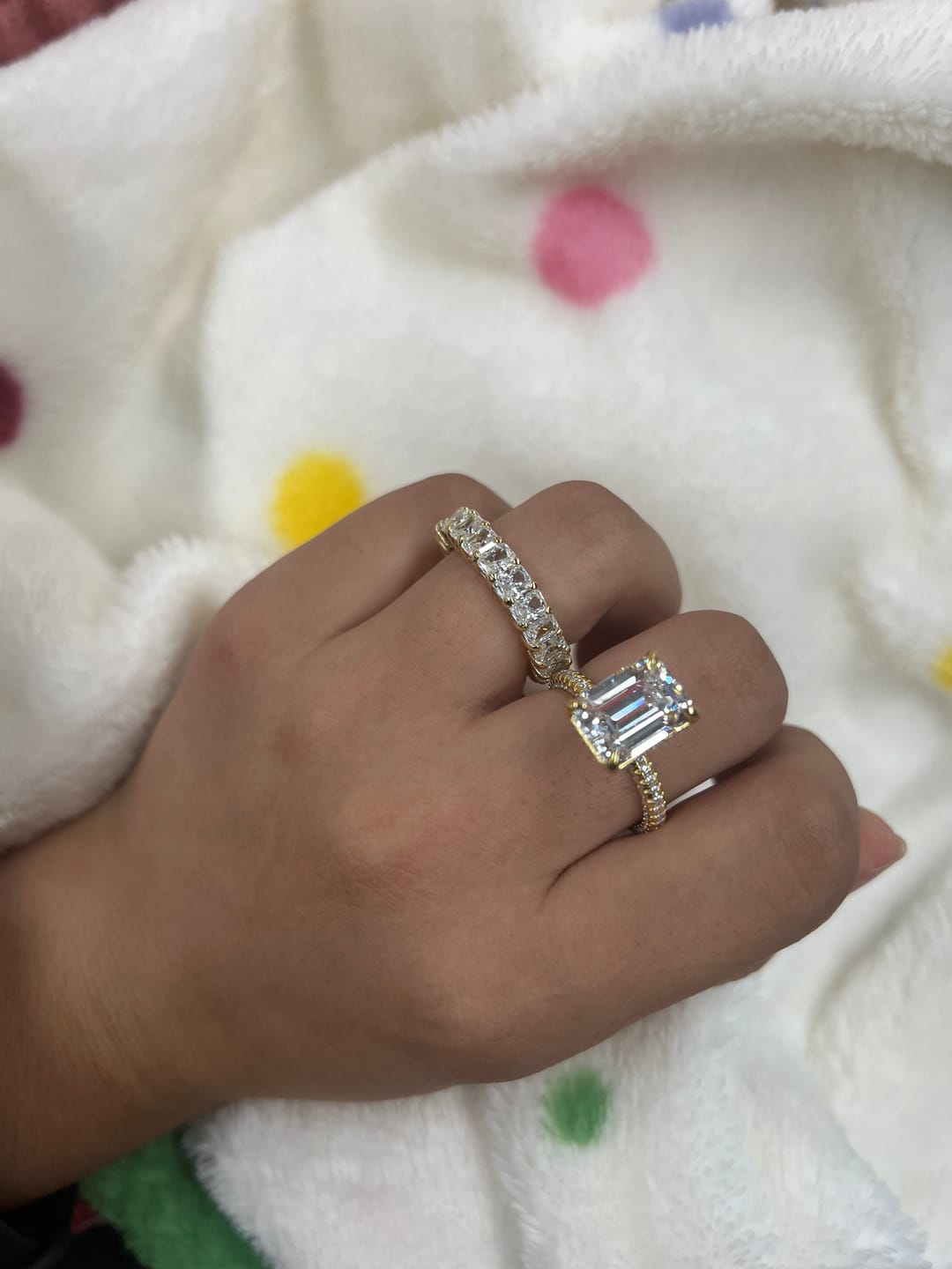 Customer photo review of S925 Sparkle 3.5Ct Radiant Cut Engagement Ring For Women In Sterling Silver