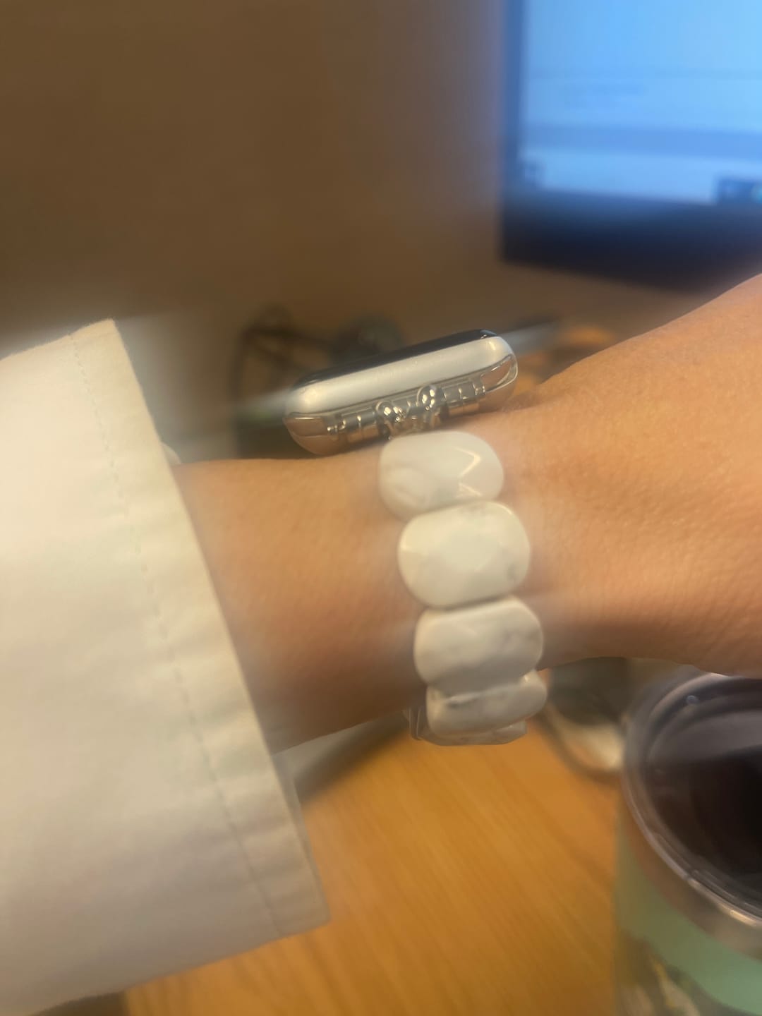 Customer photo review of Whimsical Howlite Stretch Apple Watch Strap