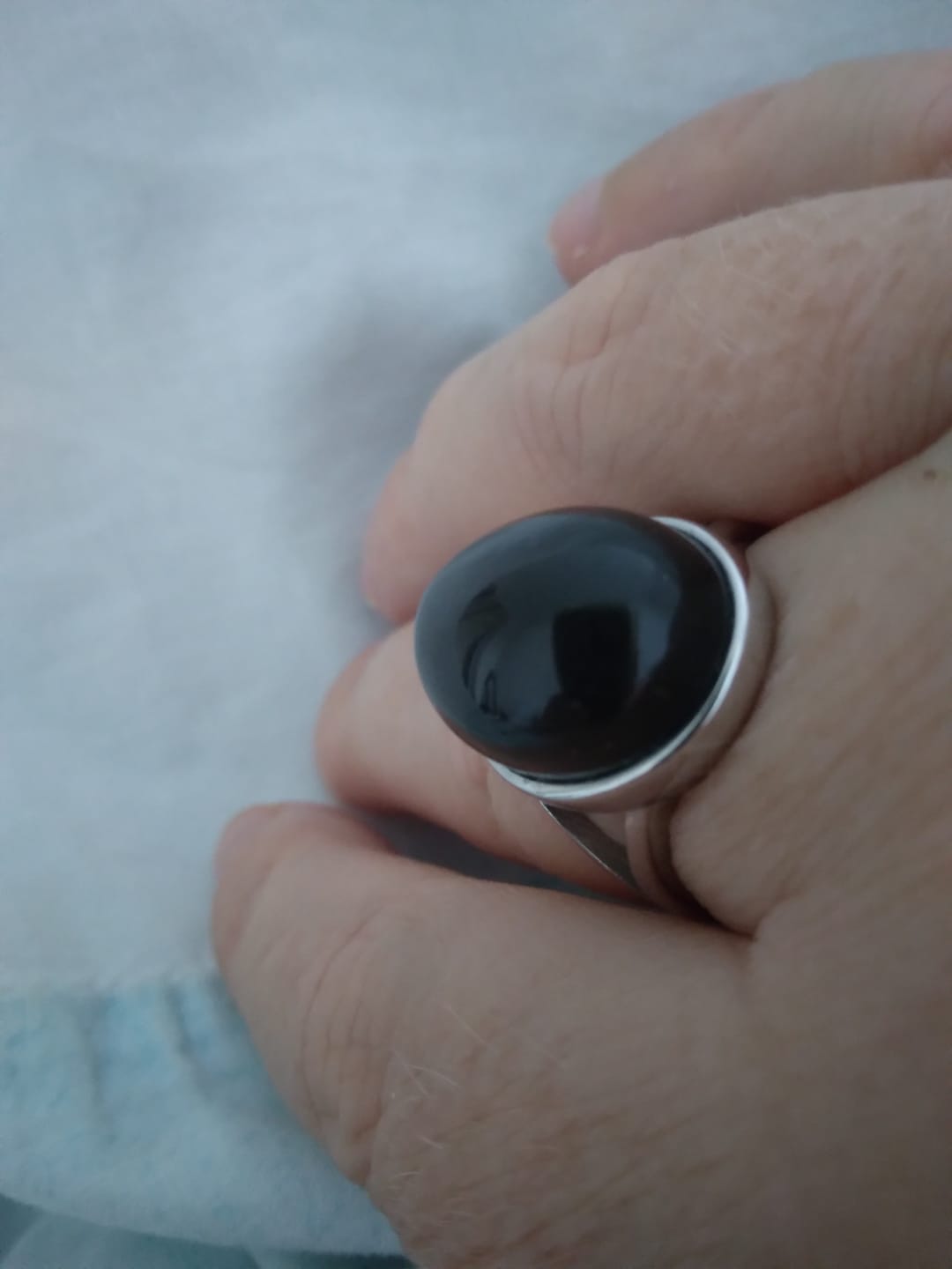 Customer photo review of Bague Ajustable "Guérison de L'Âme" en Obsidienne Œil Céleste & Argent