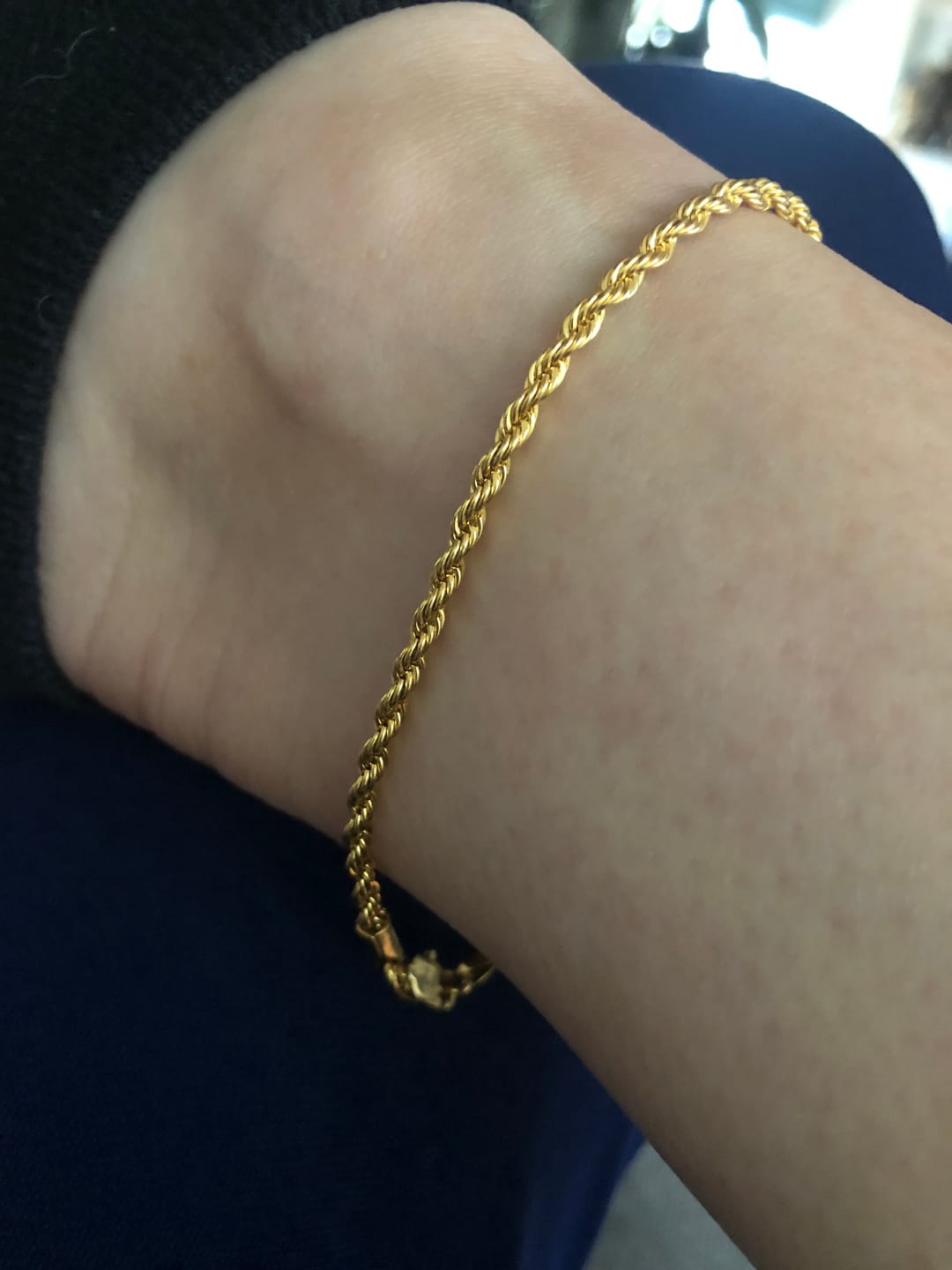 Customer photo review of CLEAN ROPE BRACELET. - 3MM 18K GOLD