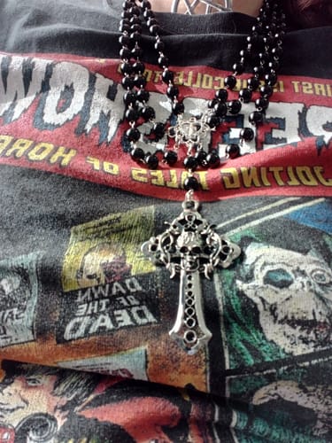 Customer photo review of Layered cross pendant beaded choker necklace