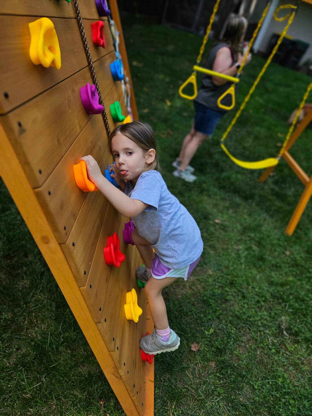 Customer photo review of Sycamore Backyard Climbing Set – 2 Swings, Trapeze Bar & Outdoor Fun