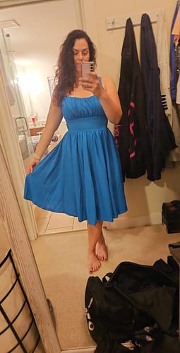 Customer photo review of Ingenue Dress in Turquoise Blue - Vixen by Micheline Pitt