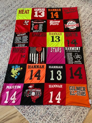 T-shirt quilt featuring harmony eagles, gilmer all-stars by Krista from TX