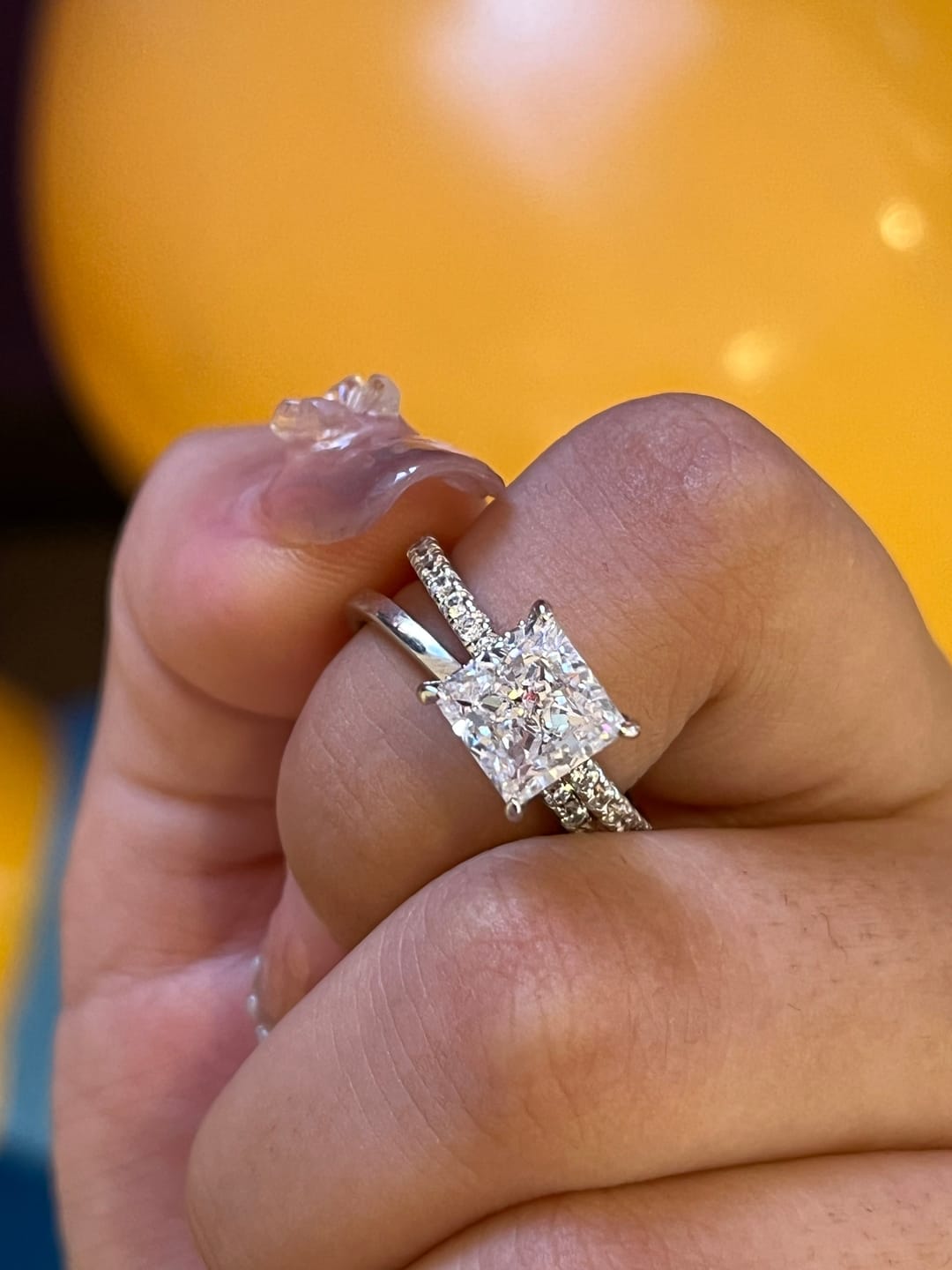 Customer photo review of S925 Square 2.0Ct Princess Cut Wedding Ring Set In Sterling Silver Stackable Ring Set For Women