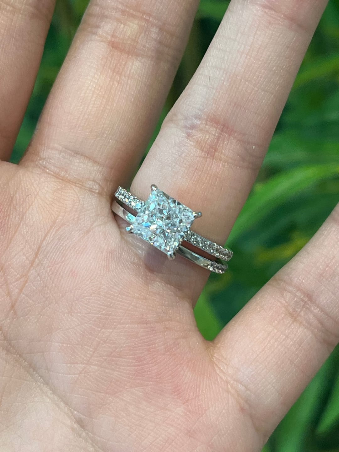 Customer photo review of S925 Square 2.0Ct Princess Cut Wedding Ring Set In Sterling Silver Stackable Ring Set For Women