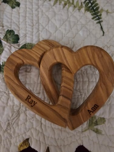 Customer photo review of Olive Wood Connected Hearts | A Great Gift on Valentine, Engagement and Wedding
