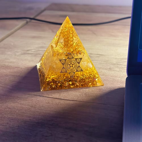 Customer photo review of Citrine Orgonite Pyramid of Manifestation