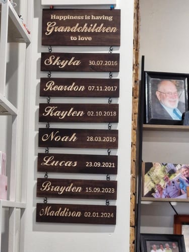 Customer photo review of Personalized Engraved Grandchildren Hanging Decorative Sign