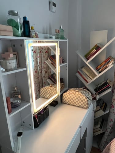 Customer photo review of Τραπέζι Μπουντουάρ Μακιγιάζ Tουαλέτας Με Σκαμπό Κρεβατοκάμαρας Καθρέφτης Με Ντουλάπι Λευκό με Φωτισμό LED Ρυθμιζόμενη Φωτεινότητα RD-T125W01