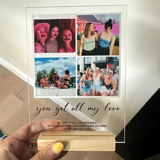 Customer photo review of Acrylic 4 Photos Print with Stand & Handwriting Header