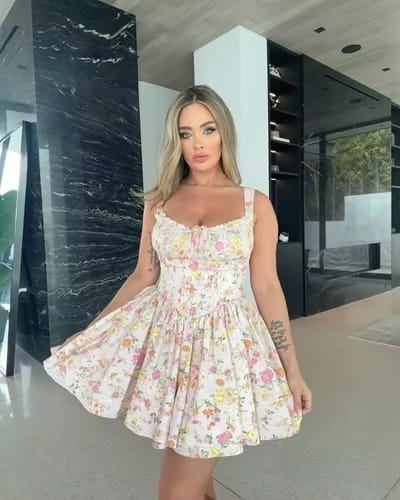 Customer photo review of Liliana Floral Mini Dress