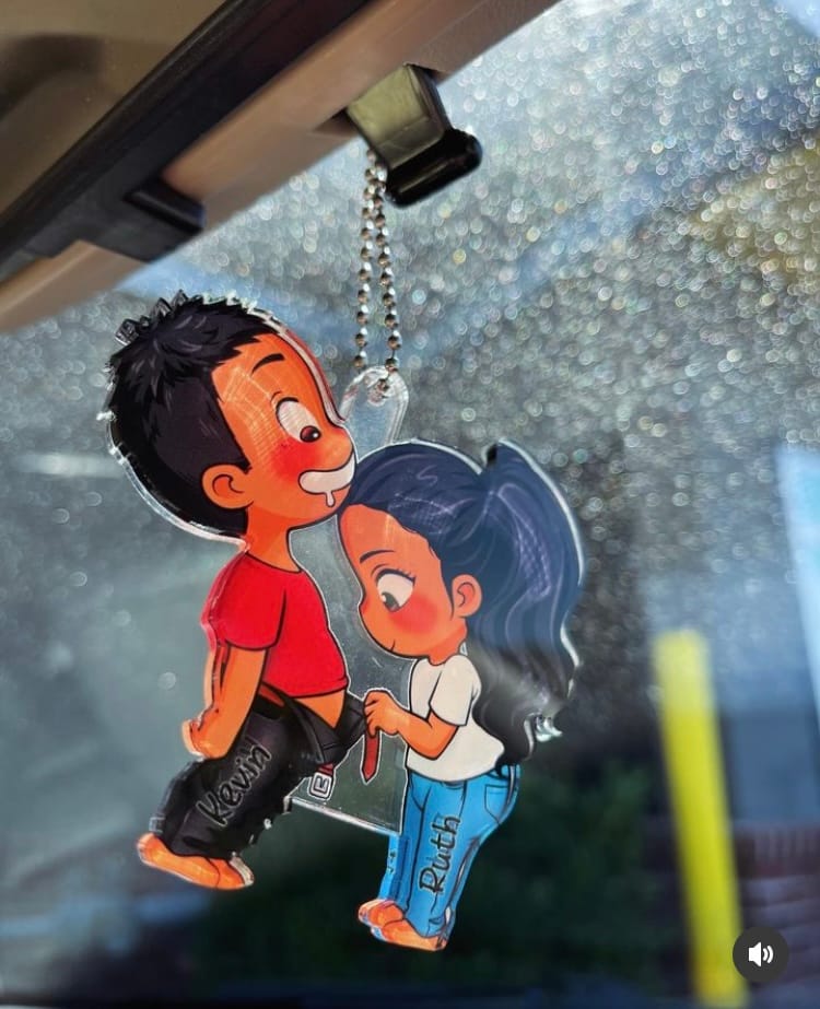 Customer photo review of Cute Couple - Gift For Husband Wife, Anniversary - Personalized Car Ornament