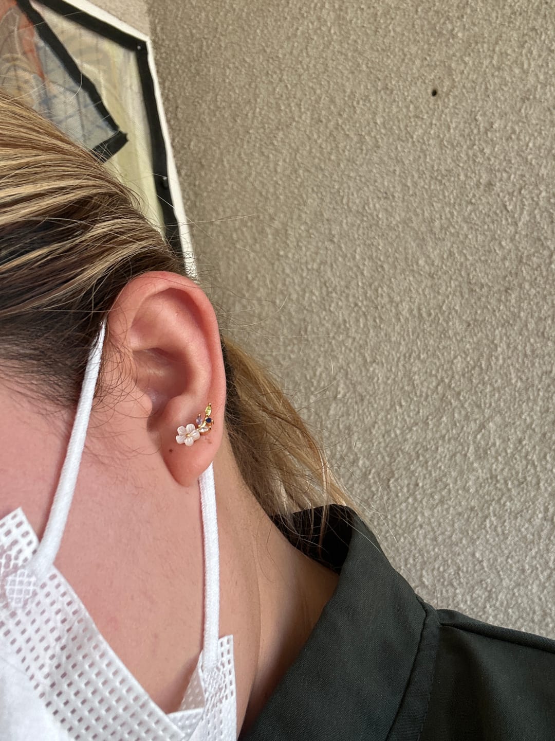 Customer photo review of Crystal White Blossom Earrings