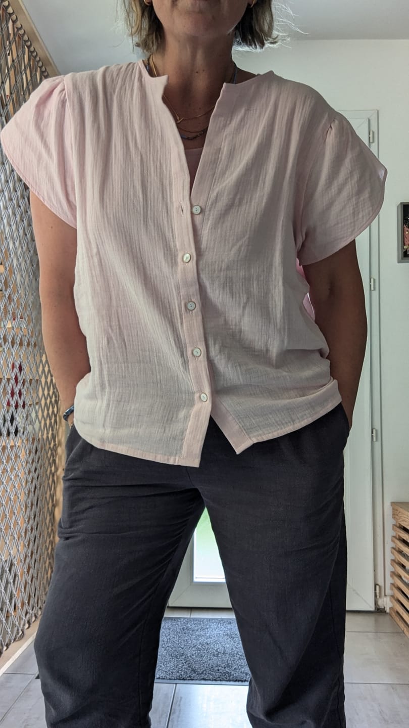 Customer photo review of Blouse Sacha -double gaze de coton rose poudré