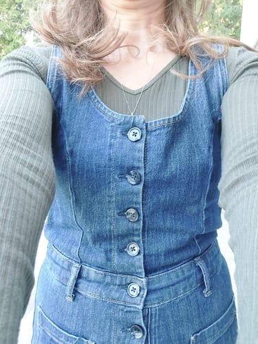 Customer photo review of Silver Wide Leg Button Jumpsuit