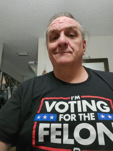 Customer photo review of Voting For The Felon T-Shirt