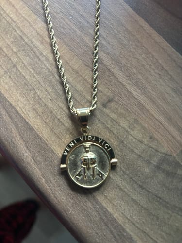 Customer photo review of Warrior 'Veni Vidi Vici' - Double Sided Pendant ( Gold )