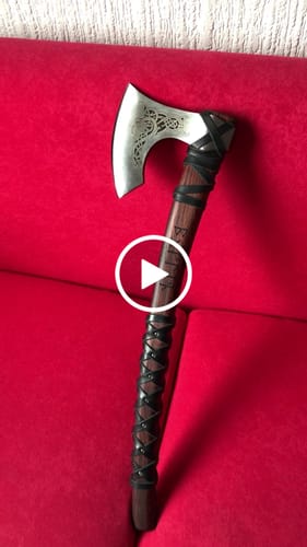 Customer video review of Handmade Norse axe ''Njord" with gently leather wrap