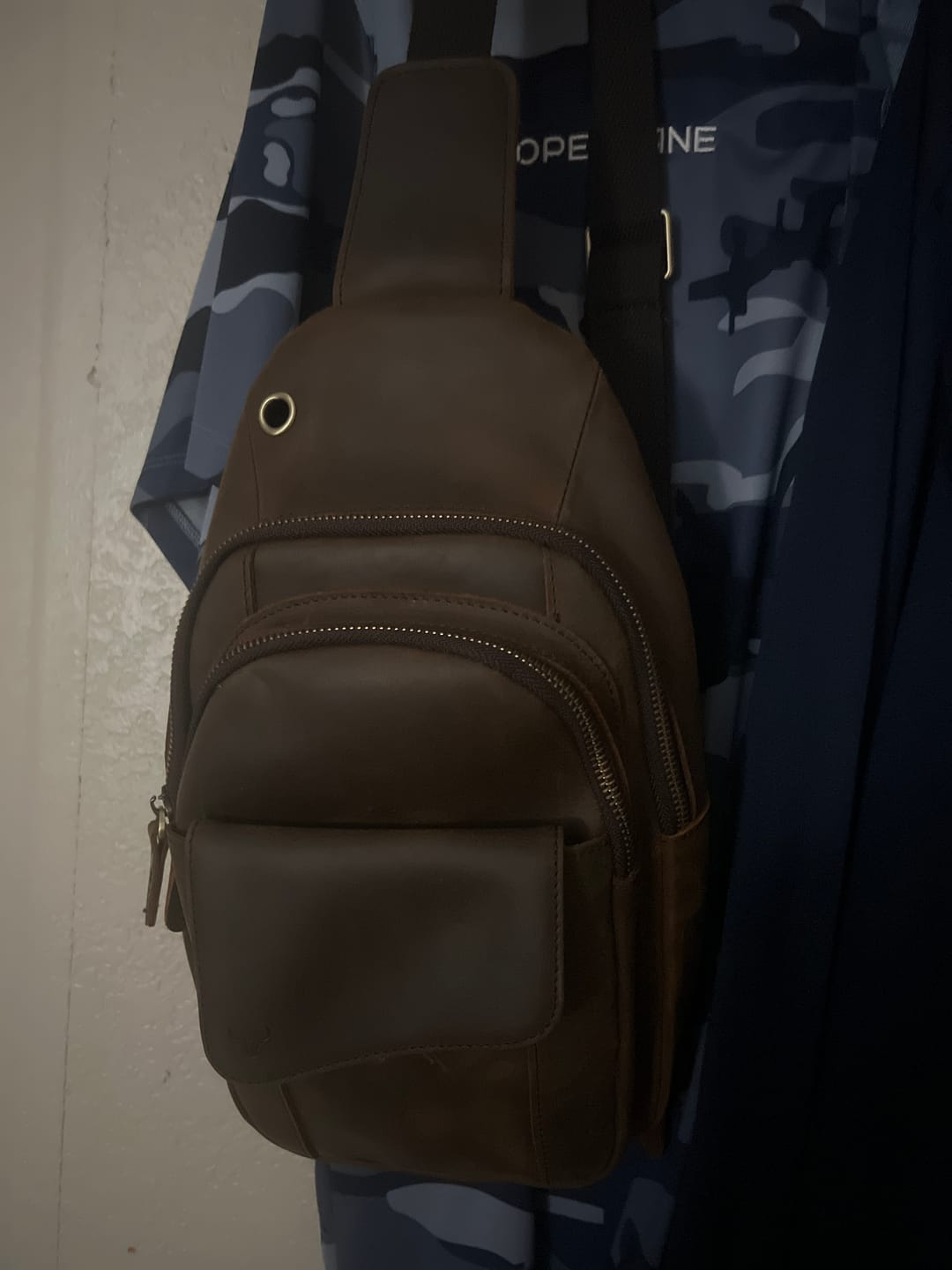 Customer photo review of Cowhide Leather Sling Bag