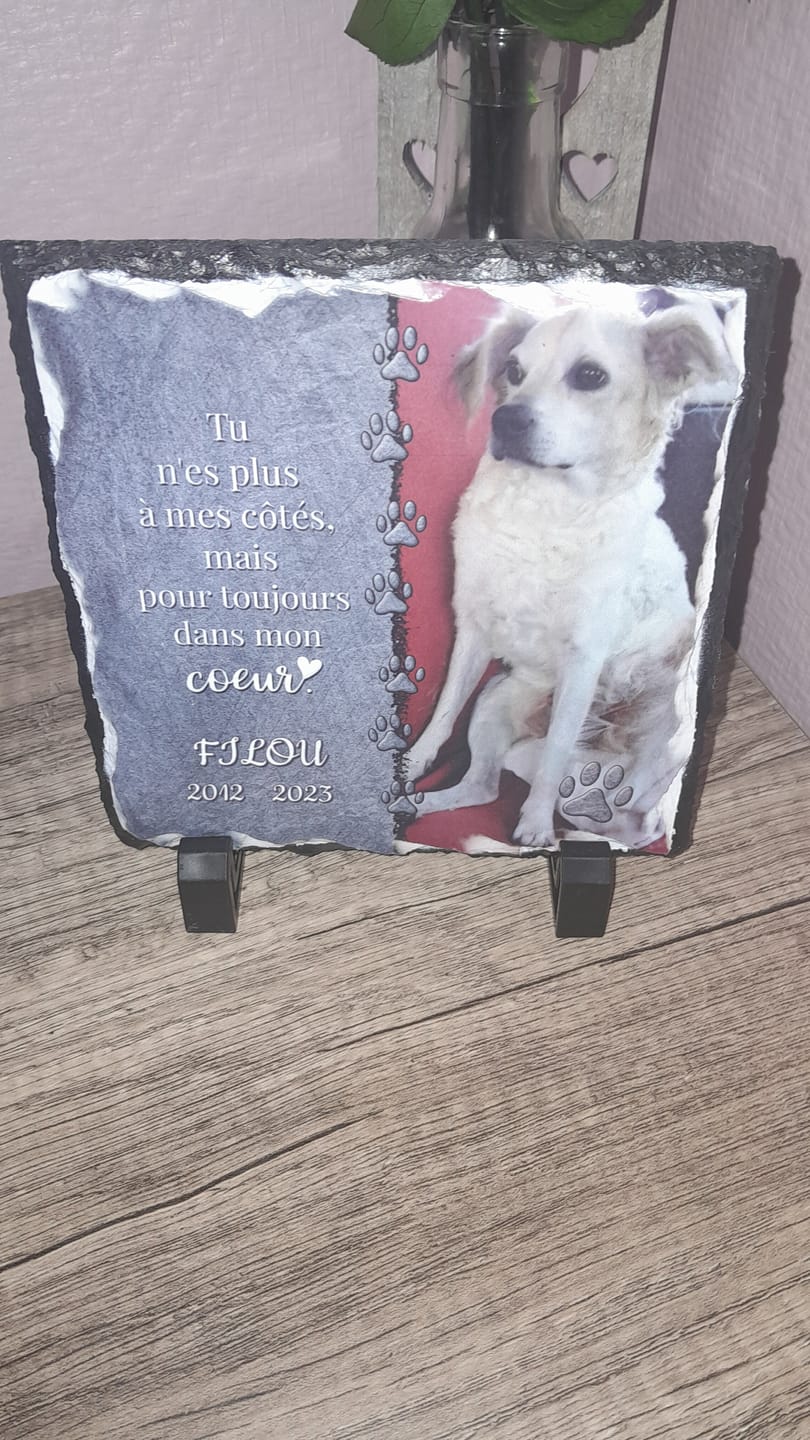 Customer photo review of Toujours dans mon cœur - Plaque d'ardoise personnalisée