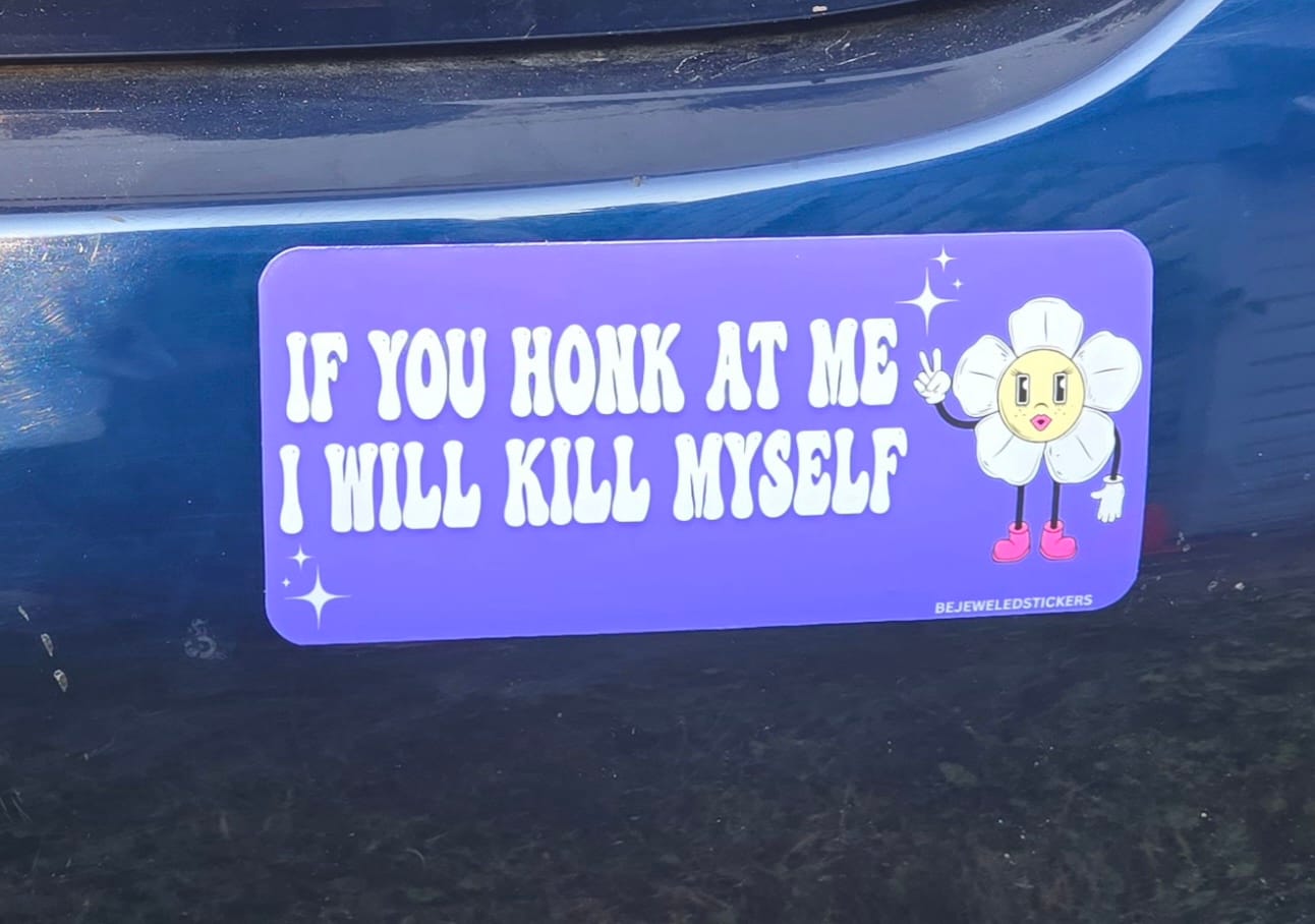 Customer photo review of if you honk at me i will kill myself