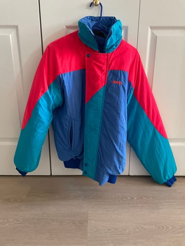 Customer photo review of Vintage Jeep Jacket Mens Large Blue Coat