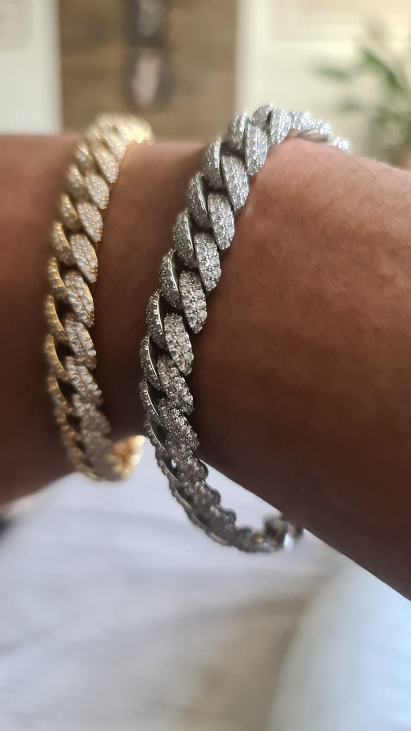 Customer photo review of 10MM ICED CUBAN LINK BRACELET - WHITE GOLD