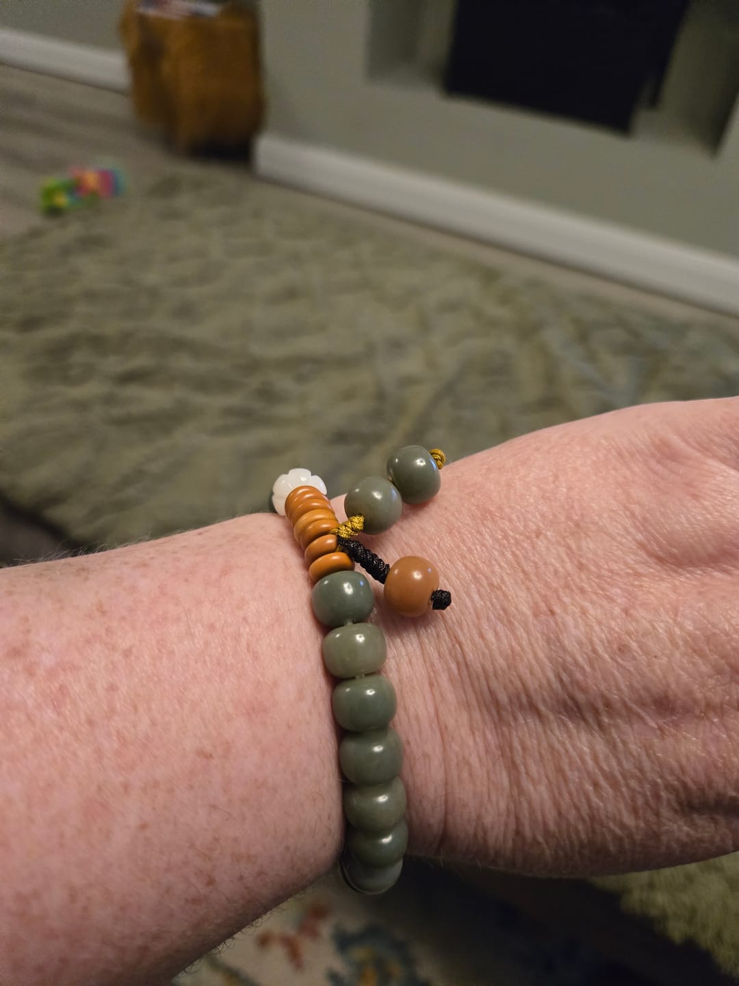Customer photo review of Buddha Stones Cyan Bodhi Seed Success Bracelet