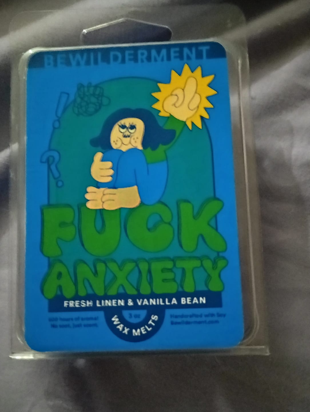 Customer photo review of F*ck Anxiety Wax Melts