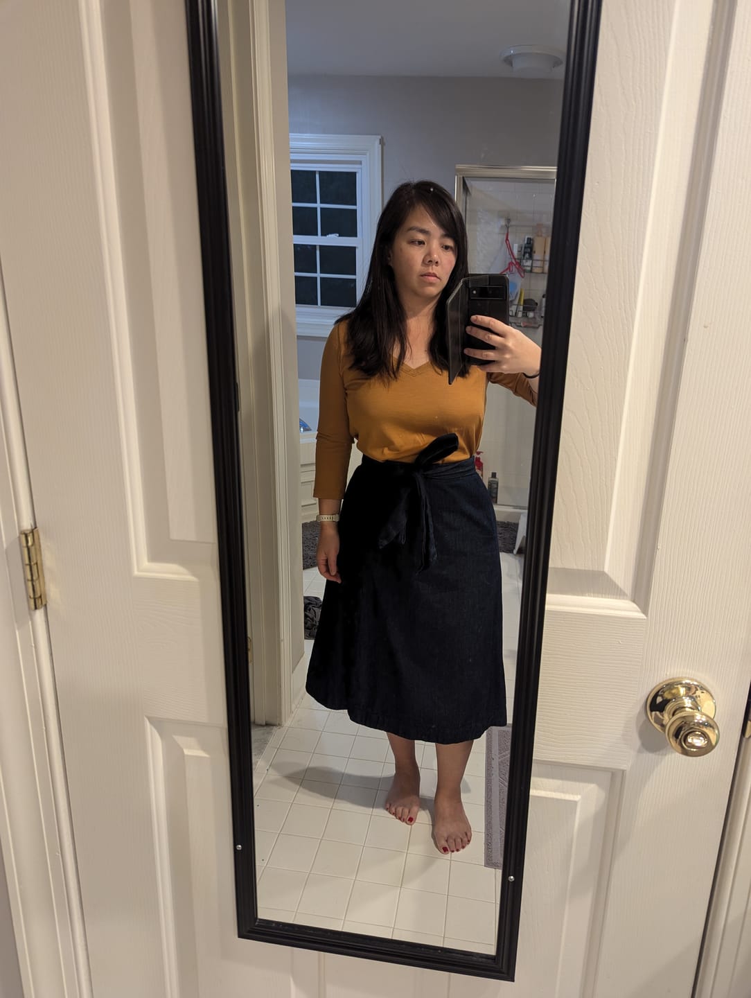 Customer photo review of NEW! Denim Wrap Skirt