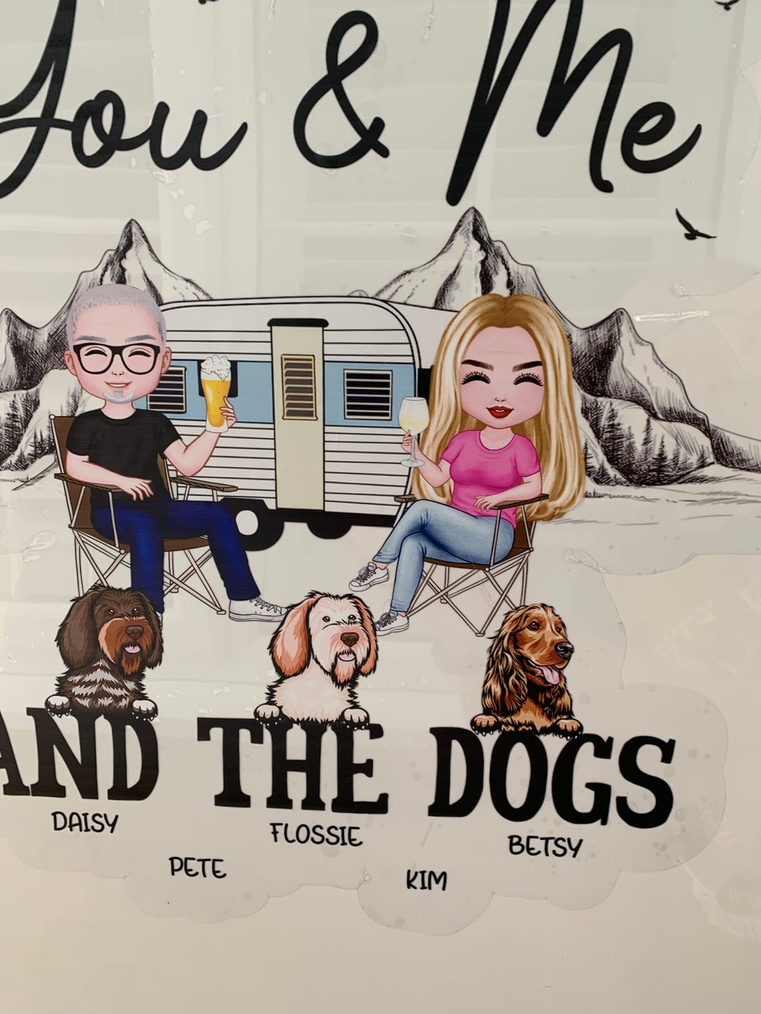 Customer photo review of You Me & The Dogs Camping Couple Personalized RV Decal