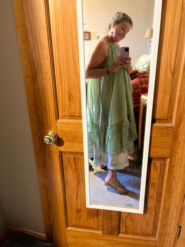 Customer photo review of CARMEN DRESS | QUIET GREEN + SWEET DREAMS PLAID