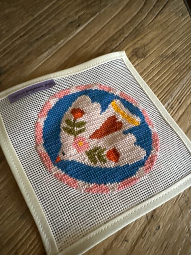 Customer photo review of Noon Folk Bird Needlepoint Ornament Kit