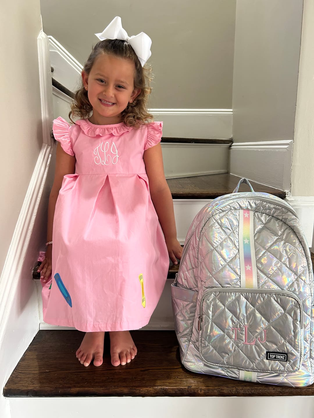 Customer photo review of Colorful Crayons Pink Gingham Chloe Dress