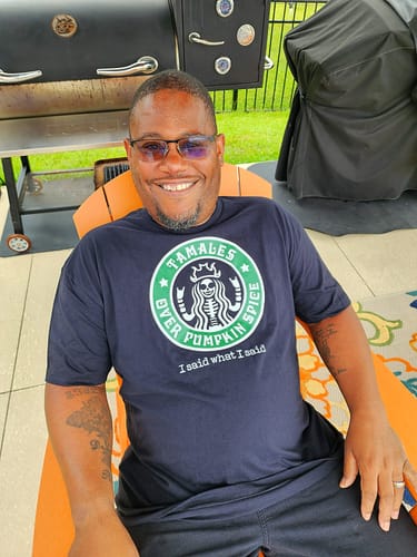 Customer photo review of Tamales Over Pumpkin Spice Tamale Season T-Shirt