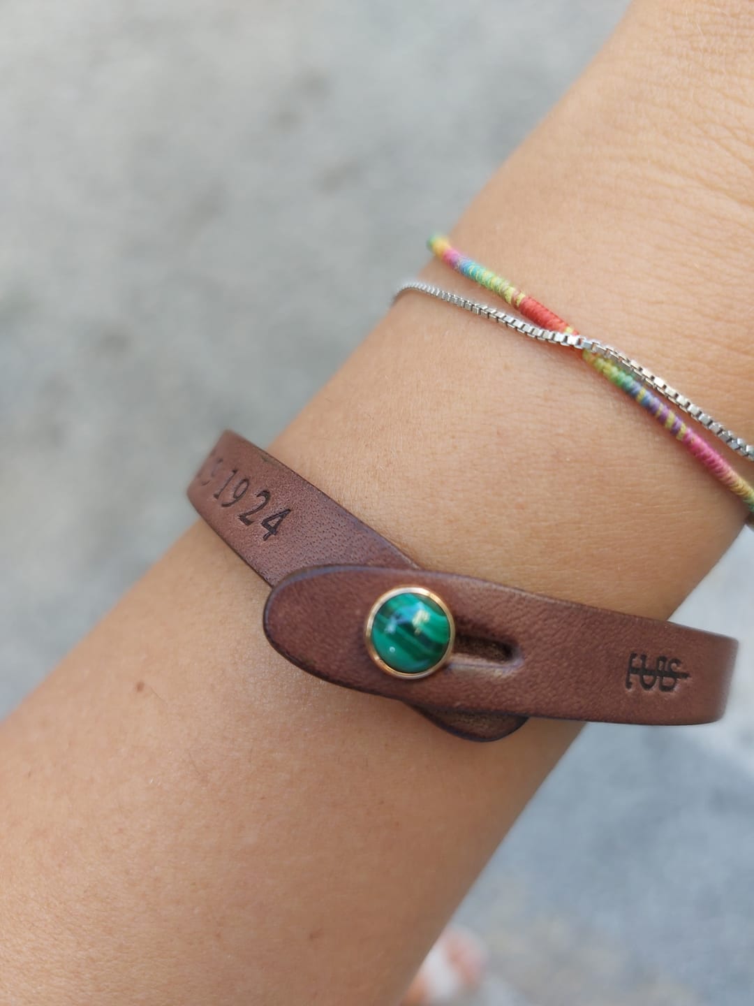 Customer photo review of Bracciale pelle io Malachite Tulsi