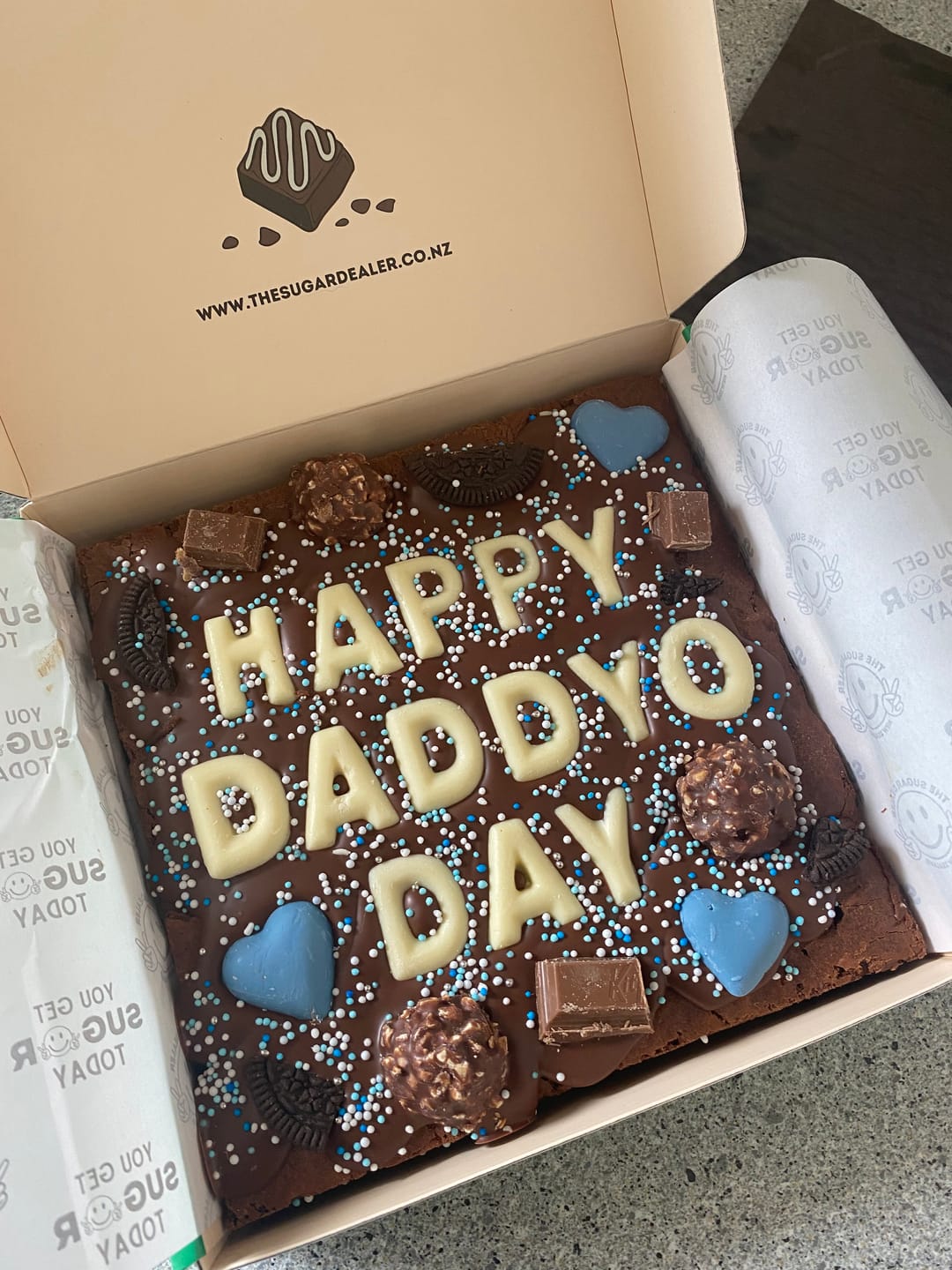 Customer photo review of Custom message fathers day brownie
