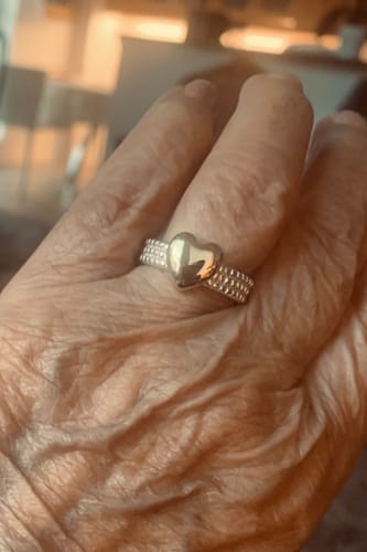 Customer photo review of Heart Medallion Textured Triple Row Ring