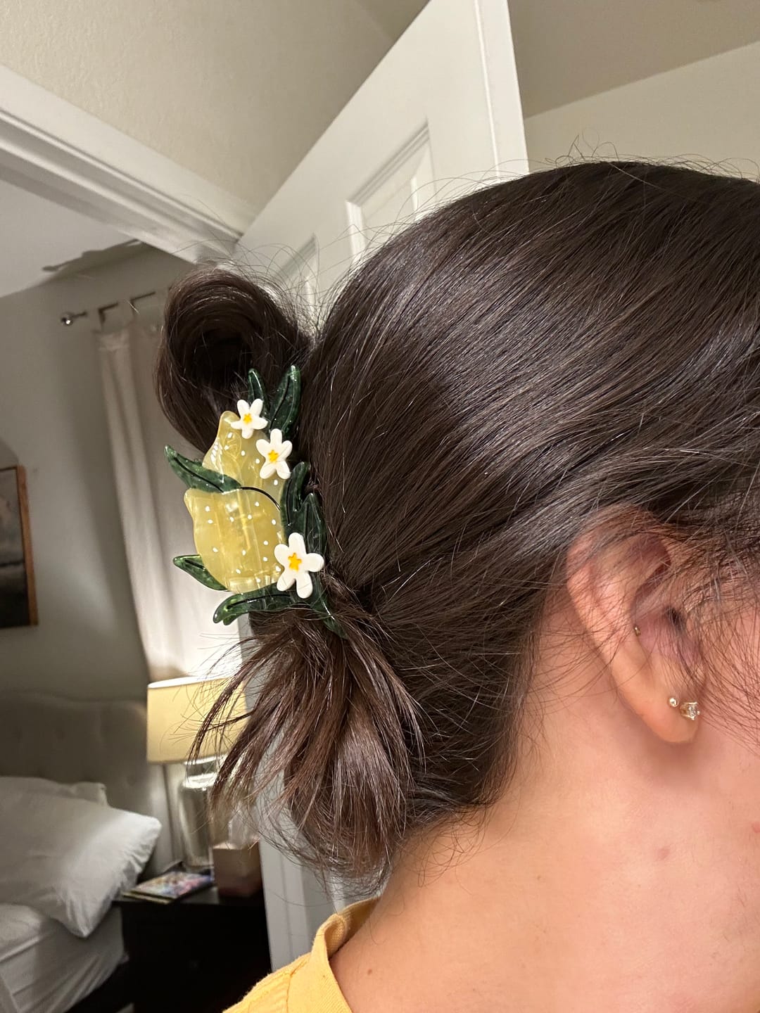 Customer photo review of Large Lemon and Flowers Hair Claw Clip