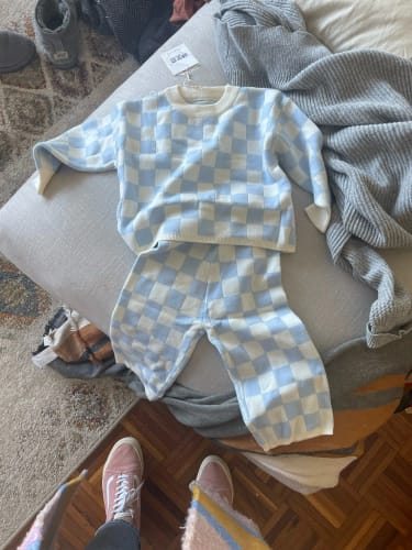 Customer photo review of knitted Checkered Sweater Set