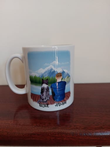Customer photo review of Man & Dogs - Life is better with a dog - Personalised Dog Mug