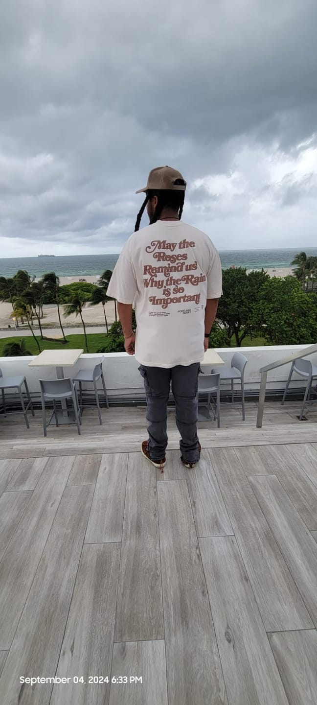 Customer photo review of All-American Slogan Tee - Cream