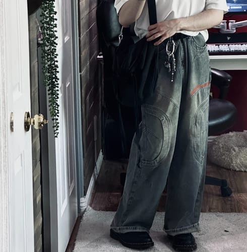 Customer photo review of RT No. 10806 DECONSTRUCTED BLUE DENIM STRAIGHT JEANS