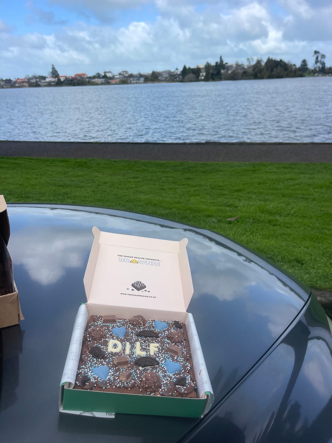 Customer photo review of Custom message fathers day brownie