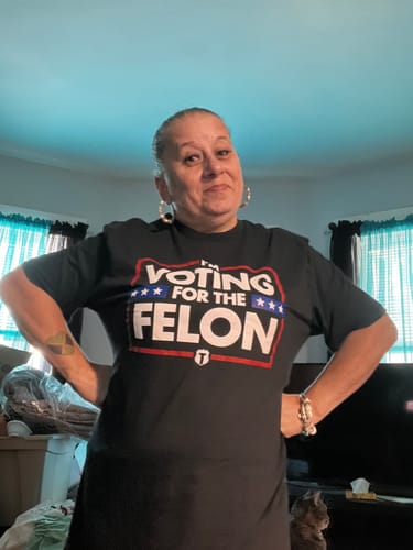 Customer photo review of Voting For The Felon T-Shirt