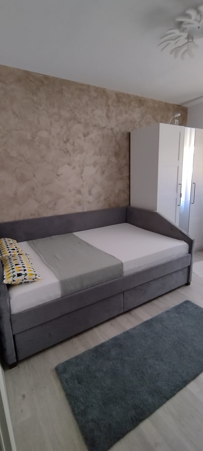 Customer photo review of Pat NADIA 120x200, stofa catifelata gri, cu somiera si sertare