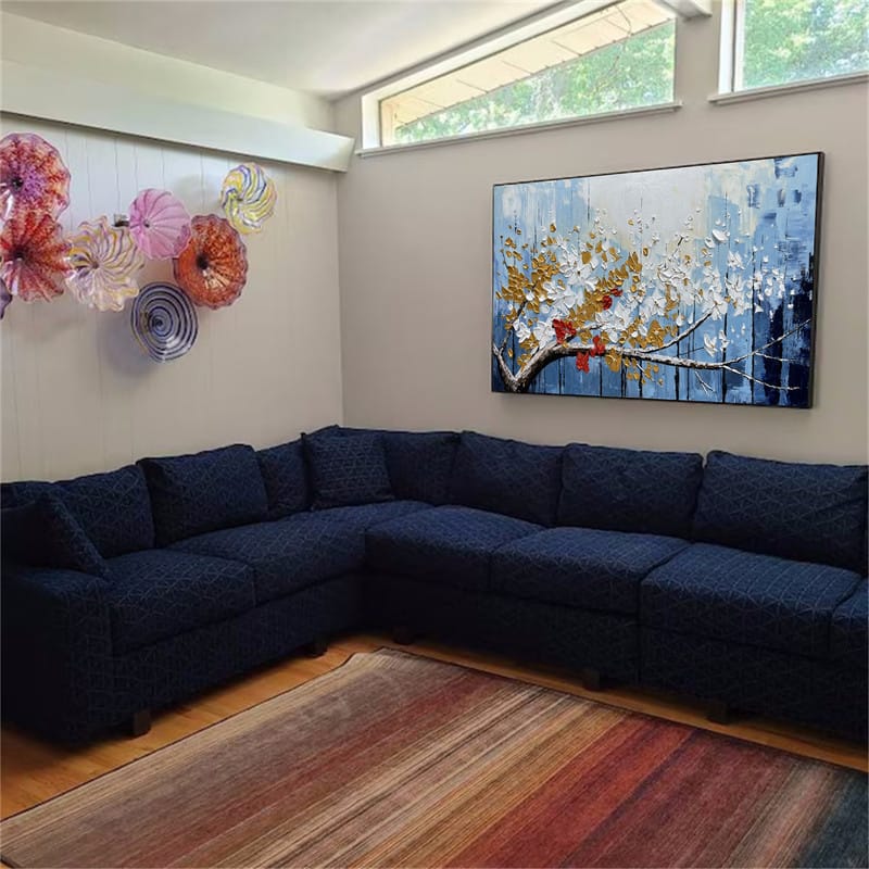 Customer photo review of Colorful Flower And Tree Textured Painting Canvas #FT003
