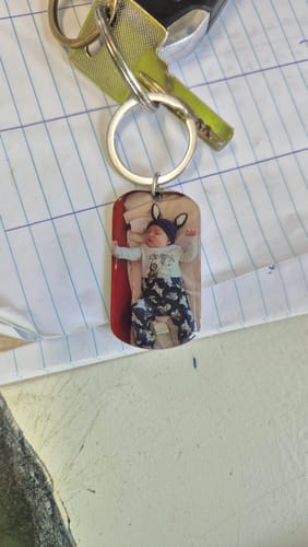 Customer photo review of Personalized Calendar The Day You Became My Mommy Stainless Steel Keychain